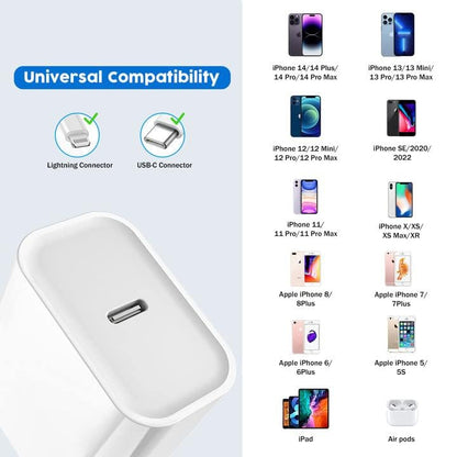 10FT iPhone Charger, iPhone 14 Fast Charging Block, Long 10Feet Fast Apple Charger USB C to Lightning Cable & 3Pack Type C Wall Charger Block for iPhone 14/14 Pro Max/14 Plus/13/13 Mini/12/11/X/XR/SE