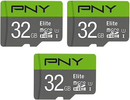 PNY 32GB Elite Class 10 U1 microSDHC Flash Memory Card - 100MB/s, Class 10, U1, Full HD, UHS-I, Micro SD (Pack of 3)
