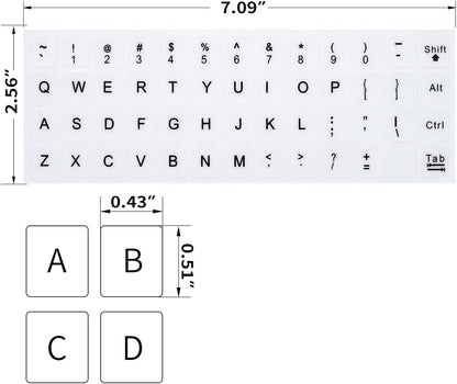 (2PCS Pack) English Keyboard Stickers, Universal Keyboard Replacement Letters English White Background with Black Lettering for Laptops Computer, Matte Keyboard Alphabet Stickers -White