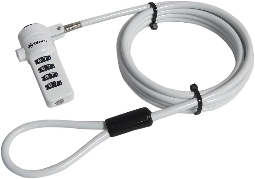 Sendt White Notebook/Laptop Combination Lock Security Cable