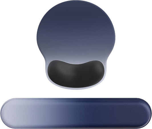 Ergonomic Mouse Pad Wrist Support Set, Memory Foam Keyboard Wrist Rest Set, Keyboard Pad, Non-Slip Base Mousepad（Gradient Blue Black Set）