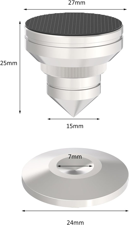 Preffair Adjustable Turntable Feet Stainless Steel Speaker Vibration Isolation Spikes&Pads Subwoofer Floor Protector Shoes Mats Amplifier Vinyl Record Player Shock Absorber Base 4 Sets