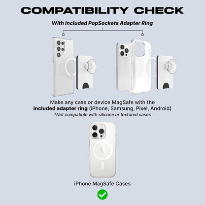 PopSockets Phone Wallet with Expanding Grip and Adapter Ring for MagSafe, Phone Card Holder, Wireless Charging Compatible, Wallet Compatible with MagSafe - All Smiles