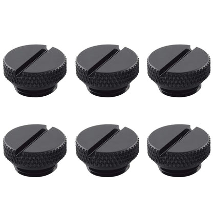 Dracaena.io 6 Pack G1/4" Thread, Thin Water Stop Plug Fitting with Coin Slot for Computer Water Cooling System, Durable Brass/Copper Material, Black