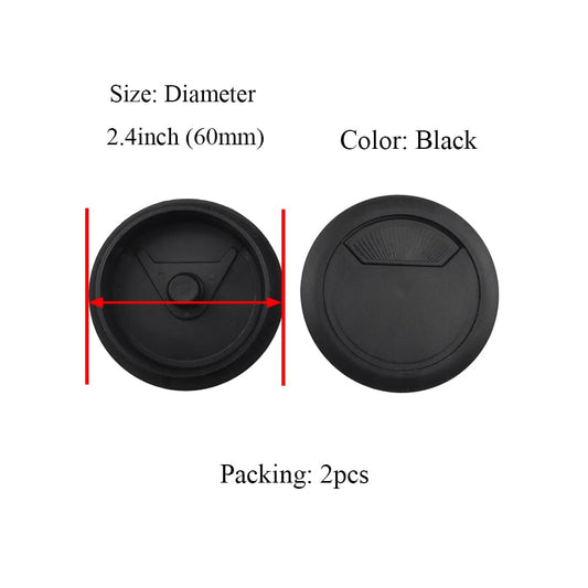 HAHIYO 2Pcs 2.4Inch/60mm Black ABS Plastic Sector-Shaped Desk Grommet Wire Grommet Cable Management Cord Hole Cover Desk Wire Hole Insert Wire Organizer for Computer Office Home Equipment System