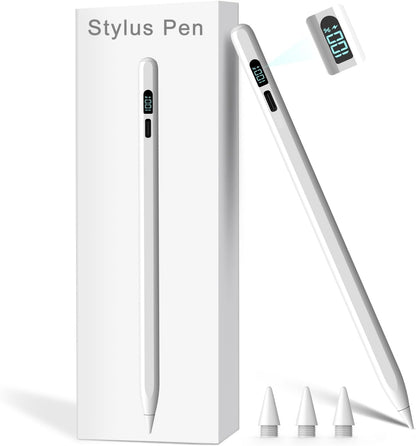 Stylus Pen for iPad M3/M4/9/10th Generation, LED Display Fast Charge Pencil Compatible with Apple iPad Pro A16 6th/7th/8th, Air 5/4/3, Mini 7/6/5(Tilt Sensitivity, Pixel Precision, Palm Rejection)