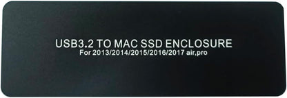 External SSD Enclosure USB-C 3.2 for 12+16 Pin MacBook Air/Pro mid 2013-2017, CNC Hard Drive Case for A1466 A1465 A1502 A1398, Portable SSD Reader Box