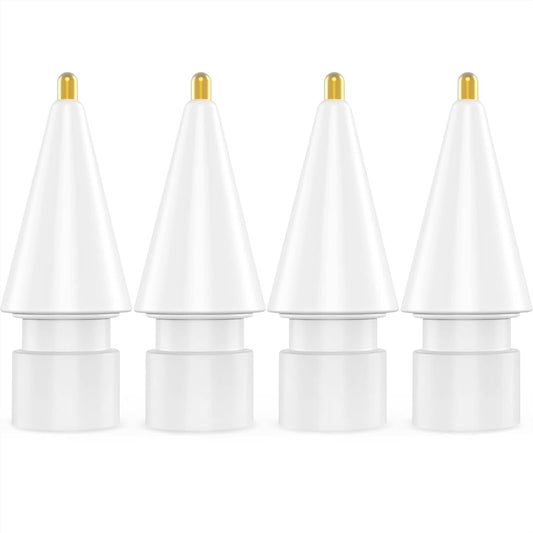 NIUTRENDZ 4 Pack Replacement Tips for Apple Pencil 2nd Generation and 1st Generation Fine Point Metal Tip, Wear-Resistant & Precise Control (1.95mm, White)