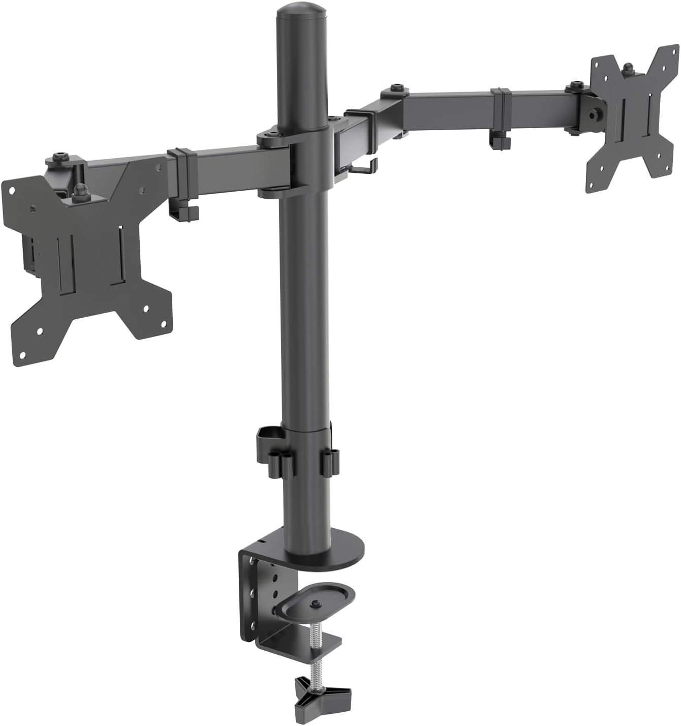 H&C(hcck&Cllassp) Dual Monitor Mount, Monitor Arm with Swivel, Tilt, Rotation, Height Adjustable, VESA Mount for 17-27” Monitors up to 17.6lbs, Desk Mount with C-Clamp, Black