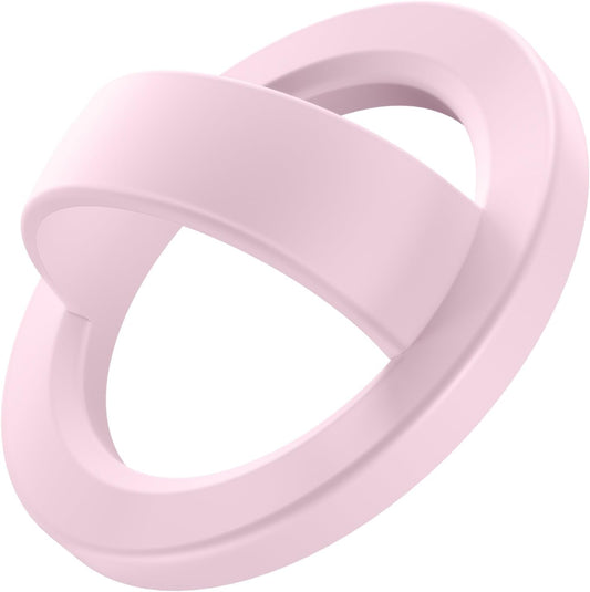 Magnetic Phone Grip, Removable Loop Grip with Soft Finger Strap, Silicone Phone Ring Holder for Back of Phone for iPhone 16/15/14/13/12 Pro Max/Plus, Chalk Pink