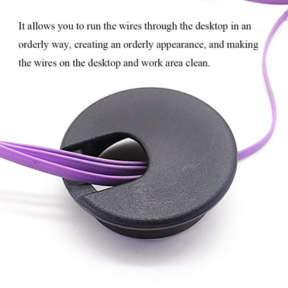 HAHIYO 2Pcs 2Inch/50mm Black ABS Plastic U-Shaped Desk Grommet Wire Grommet Cable Management Cord Hole Cover Desk Wire Hole Insert Wire Organizer for Computer Office Home School Equipment Systems