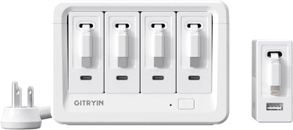 Gitryin 1 Lightning Retractable Wall Charger and 12-in-1 Desktop Charging Station with 4 Type-C Retractable Wall Chargers