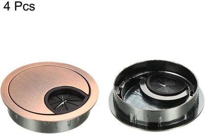 uxcell Cable Hole Cover, 2.1Inch/53mm Zinc Alloy Desk Wire Cord Cable Grommets Hole Cover for Office PC Desk Cable Cord Organizer, 4 Pcs Red Bronze