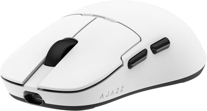 AJ159P MC Triple Mode (2.4G/Wired/Bluetooth 5.2) Gaming Mouse, 12000 DPI, 56g Ultra-Light, Magnetic RGB Charging Dock, Programmable 6 Buttons, Ergonomic Design for Computer Laptop PC, White