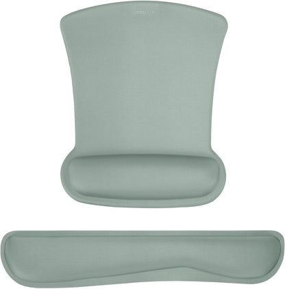 MOSISO Wrist Rest Support for Mouse Pad & Keyboard Set, Ergonomic Mousepad Non-Slip Base Home/Office Pain Relief & Easy Typing Cushion with Neoprene Cloth & Raised Memory Foam, Antique Green
