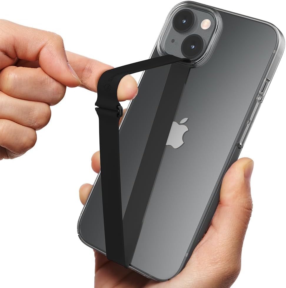 Sinjimoru C-Shaped Clip Finger Phone Grip, Silicone Loop for iPhone Case & Samsung. Black 230