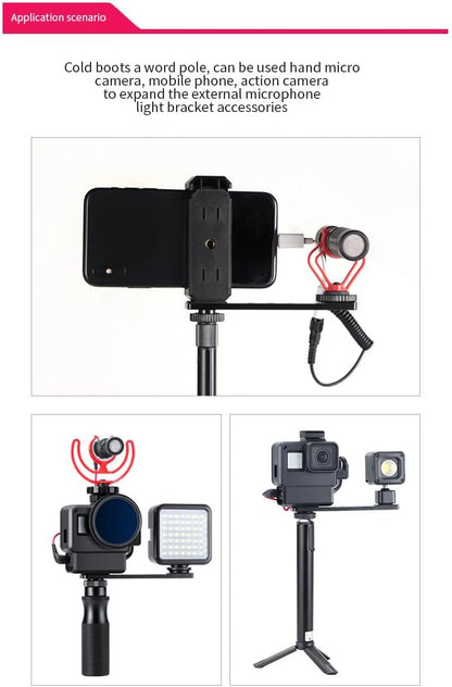 Aluminum Camera Cold Shoe Mount, Hot Shoe Extension Camera Flash Bracket for Light, Mic, with 1/4'' Tripod Screw (ST-002)