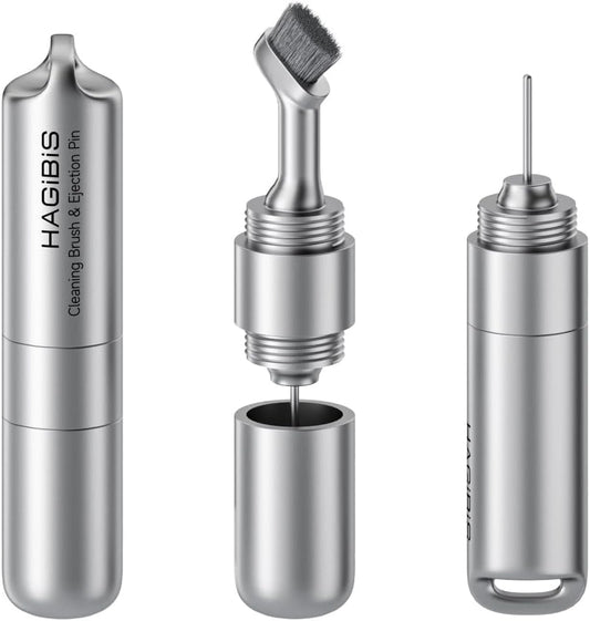 Hagibis SIM Card Tray Removal Tool with Cleaning Brush, 2 in 1 EDC Portable Keychain Eject Pins Reset Needle Opener Cleaning Pen for iPhone Airpods Pro