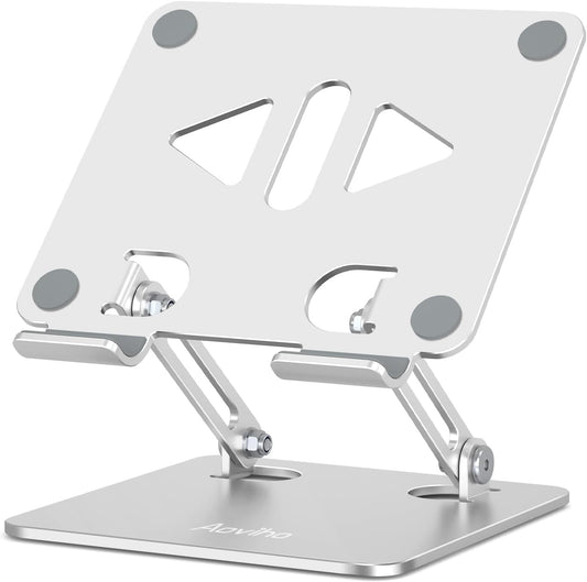 Tablet Stand Holder for Desk, Adjustable Desktop Tablet Holder, Foldable Aluminum Tablet Mount for iPad pro 11, iPad Air Mini, Samsung Galaxy Tabs Z Fold Kindle Fire 4-12 inch, Silver