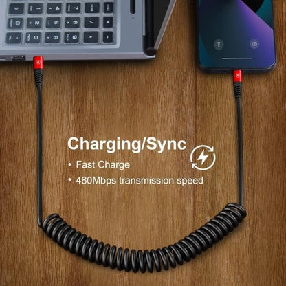 USB C to Lightning Cable, 2Pack 3FT Coiled Fast Charger for Car Type C to Lightning Cable Cord Compatible with 14 13 12 11 Pro Max Xr Xs 8 7 Plus Carlay-Red