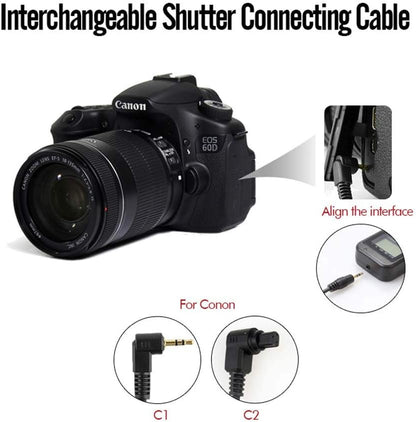 PHOTOOLEX Intervalometer Digital Camera Remote Shutter Release Controller LCD Timer Control with Cord for Canon EOS Rebel T6 T7 80D 70D 60D 60Da 77D T7i T6i T6s SL2 SL1 T5 T3 T5i T4i T3i T2i EOS