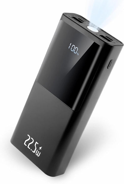20000mAh Power Bank Portable Charger 22.5W PD Fast Charging USB C 3-Output External Battery Pack with Flashlight Travel Emergency Charger for iPhone 16/15/Pro, Samsung S23/Galaxy, iPad etc Aluminum