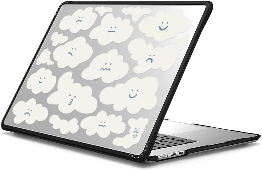 CASETiFY Impact MacBook Air 15" (M2-M4) Case [Cushioned Impact Corners/Scratch-Resistant/Anti-Slip Grip] - Cute Clouds - Clear Black