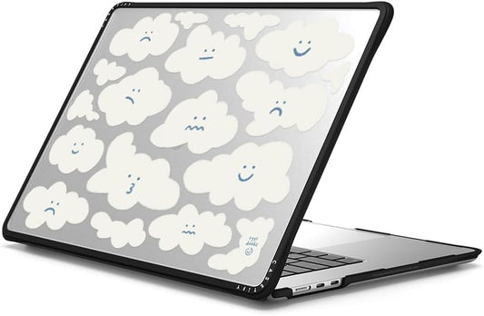CASETiFY Impact MacBook Air 15" (M2-M4) Case [Cushioned Impact Corners/Scratch-Resistant/Anti-Slip Grip] - Cute Clouds - Clear Black