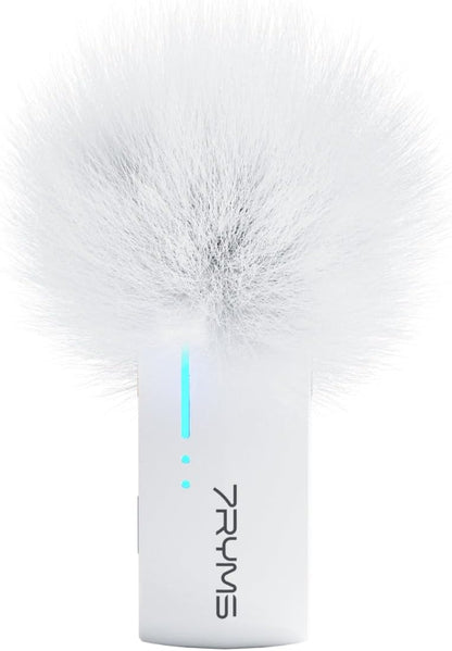 7RYMS iRay DW40 Wireless Lavalier Microphone with Four Transmitters One Charging Case Support AI Denoise, 48kHz/24bit Recording for Video Vlog, Interview, Live Streaming, Podcasting-White