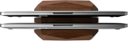 Oakywood Dual Laptop Dock, Vertical Laptop Stand Wood, Laptop Stand for Desk, Desk Organizer, Vertical Laptop Holder, Compatible with All MacBook Pro Air iPad, for 2 Device – 7,1x4,5x1,6”, Walnut