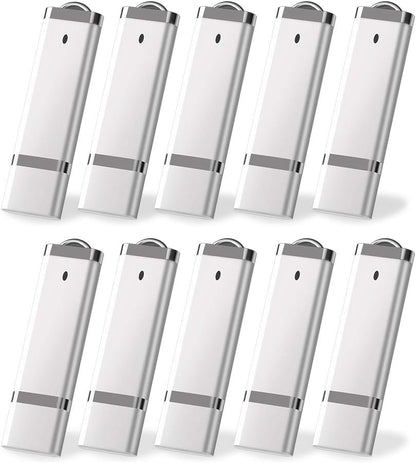 KEXIN 16 GB Flash Drive 10 Pack 16GB Thumb Drive Multipack Silver Jump Drives