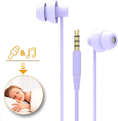 MAXROCK (TM Total Soft Silicon Headphones with Mic Sleep Travel Choice for Cellphones Tablets and 3.5mm Jack (Violet)