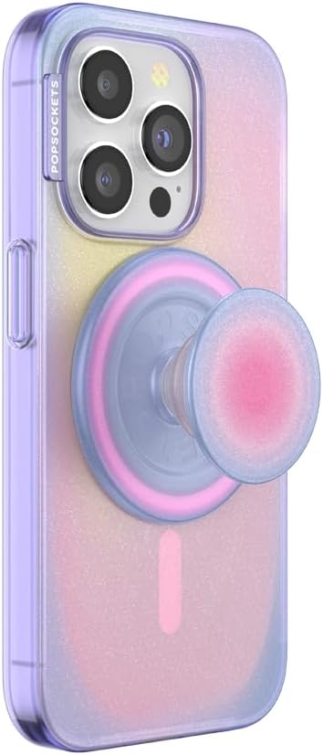 PopSockets iPhone 15 Pro Case with Round Phone Grip Compatible with MagSafe, Phone Case for iPhone 15 Pro, Wireless Charging Compatible - Aura
