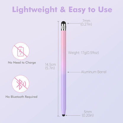 5Pcs Stylus Pens, 2 in 1 Stylus Pen for Touchscreen High Sensitivity Capacitive Stylus for iPad, iPhone, Android Samsung Tablets Skylight Calendar All Universal Touchscreen Devices with 10 Rubber Tips