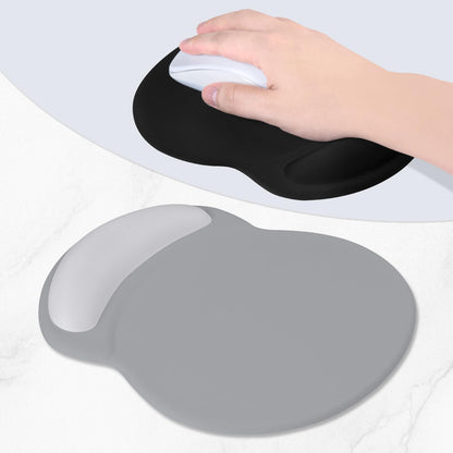 ITNRSIIET Ergonomic Mouse Pad with Comfort Gel Wrist Rest, Non-Slip PU Base, Smooth Textured Surface, Reduces Hand Fatigue & Wrist Pain, 8.7 x 7.2 Inch for Office Gaming Home, Light Gray Accent