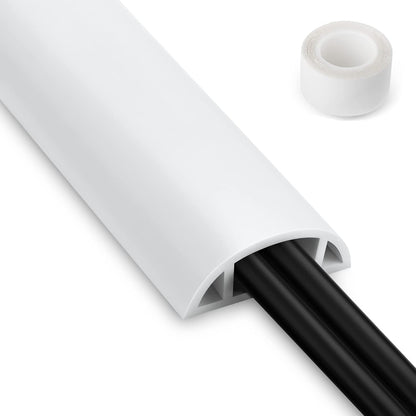 Cord Hider Floor - 3FT White Cord Cover, Soft PVC Wire Covers - Hides Cords - 0.7" W x 0.4" H