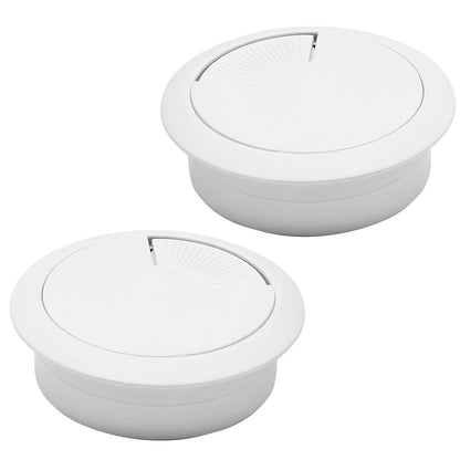 Desk Grommet 2" (50 mm), Desk Cord Hole Cover, Cable Grommet ABS Plastic, Desk Hole Grommet for Office and Home Table Cable, Detachable Adjustable Cable Cord Organizer (White 2 Pcs)