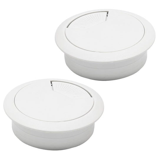 Desk Grommet 2" (50 mm), Desk Cord Hole Cover, Cable Grommet ABS Plastic, Desk Hole Grommet for Office and Home Table Cable, Detachable Adjustable Cable Cord Organizer (White 2 Pcs)