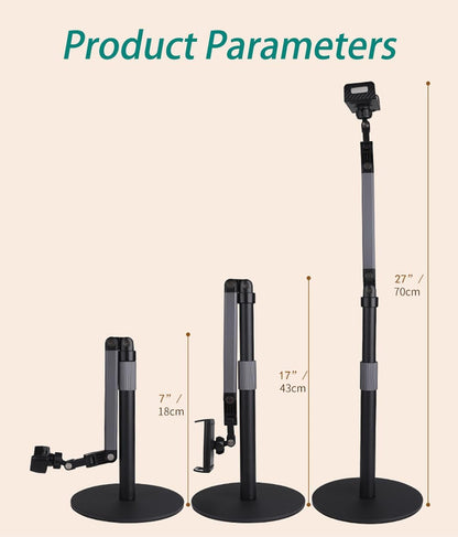 Heavy Duty Overhead Phone Stand for Desk Video Recording for iPhone Holder, with Extension Arm, 360° Swivel, for Filming, Meeting, Cooking, Painting and Crafting