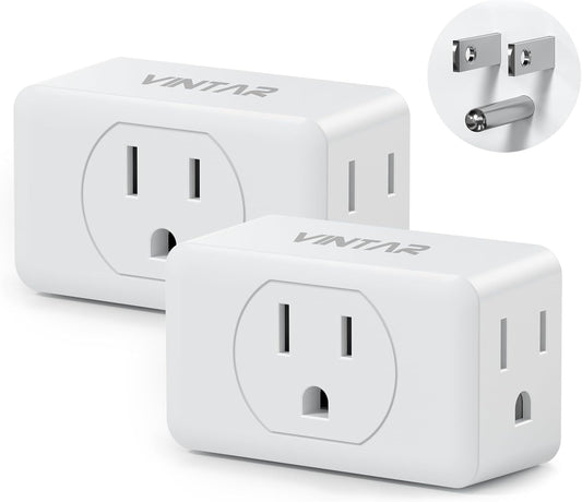 Multi Plug Wall Outlet Extender 2 Pack, VINTAR Electrical Multiple Outlet Splitter, 3 Way Plug Adapter, Small Wall Expander for Home Office Dorm Cruise Ship Travel Essentials