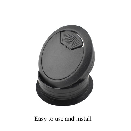 HAHIYO 2Pcs 2Inch/50mm Black ABS Plastic Sector-shaped Desk Grommet Wire Grommet Cable Management Cord Hole Cover Desk Wire Hole Insert Wire Organizer for Computer Office Home School Equipment Systems