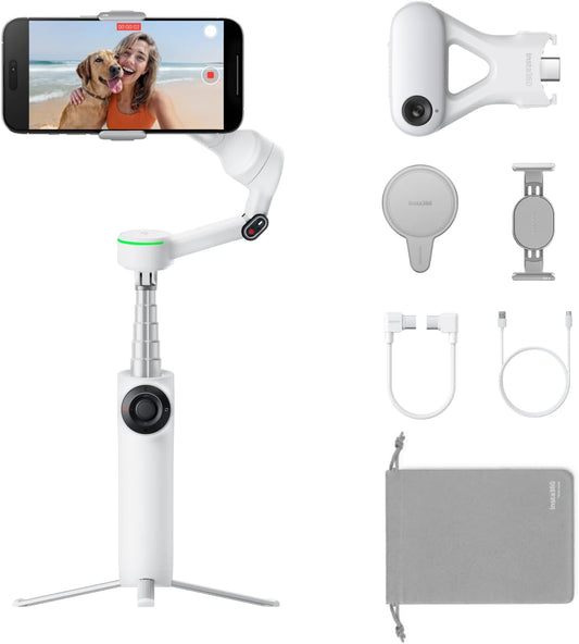 Insta360 Flow 2 Pro Ultimate AI Bundle – Foldable AI Phone Gimbal Stabilizer for iPhone/Android, Apple DockKit, MagSafe Mount, Multi-Person/Any App/360° Pan Tracking, Built-in Tripod/Selfie Stick