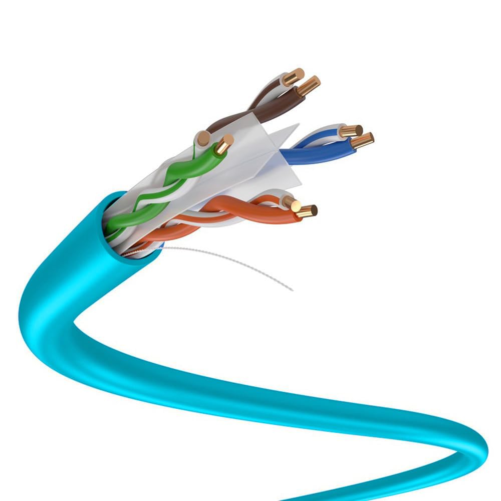 Dripstone CAT6 Ethernet Cable 1000ft Bulk Network LAN Wire 23AWG Solid UTP 550MHz High-Speed Internet Cable Gaming, Streaming, Office, Home Use, Pull Box, Cat6 Bulk, Stable Connectivity - Aqua