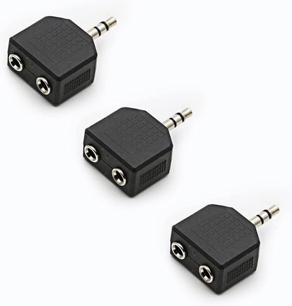 3.5mm Headphone Y Splitter, Gold Plated 3.5mm 1/8 inch Male to Dual Female Stereo Jack Adapter Converter,3-Pack