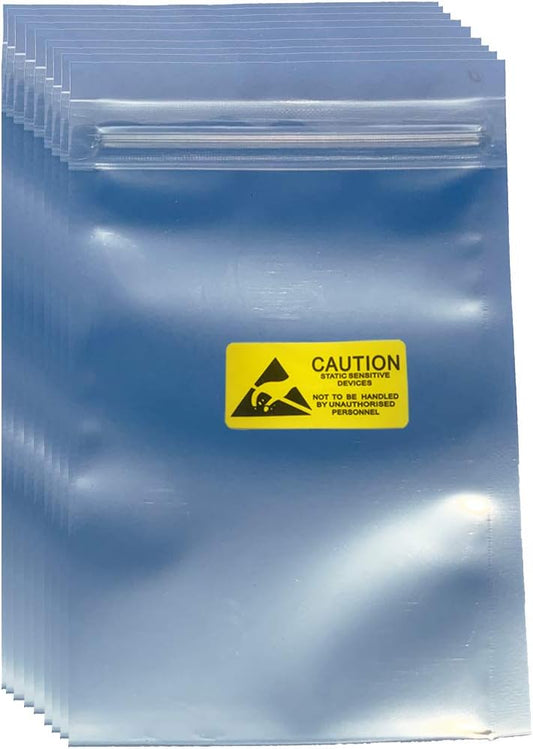 100pcs 3.93X5.9in(10X15cm) Anti Static Bags,ESD Bags Resealable for SSD HDD with 100pcs Labels, Antistatic Bag for Hand Drive or Varieties of Electronic Device