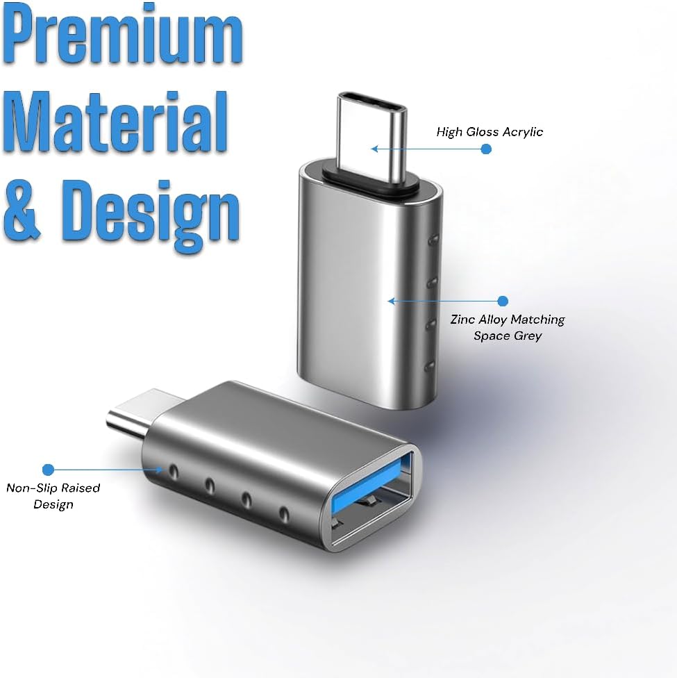 JLB USB C to USB Adapter (2 Pack), USB C Male to USB 3.0 Female Adapter, 5Gbps Data Transfer, Compatible with MacBook, iPad, iPhone, Microsoft Surface, Samsung, Dell XPS & More Devices