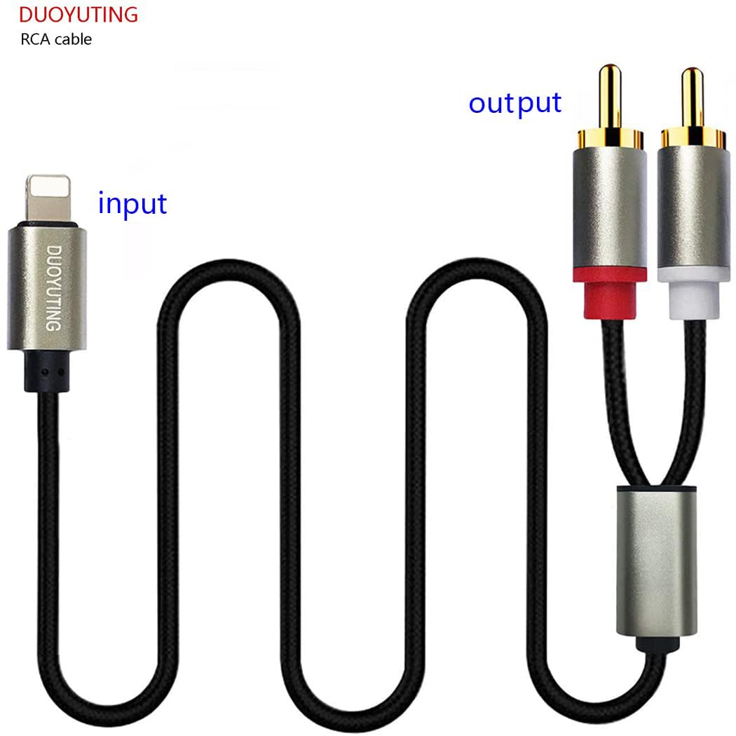 RCA Audio Cable, iOS Phone to 2 Male RCA Stereo Audio Y-Adapter for iPhone/Sound Box/Amplifier/Home Theater etc. (3.4ft)
