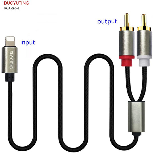 RCA Audio Cable, iOS Phone to 2 Male RCA Stereo Audio Y-Adapter for iPhone/Sound Box/Amplifier/Home Theater etc. (3.4ft)
