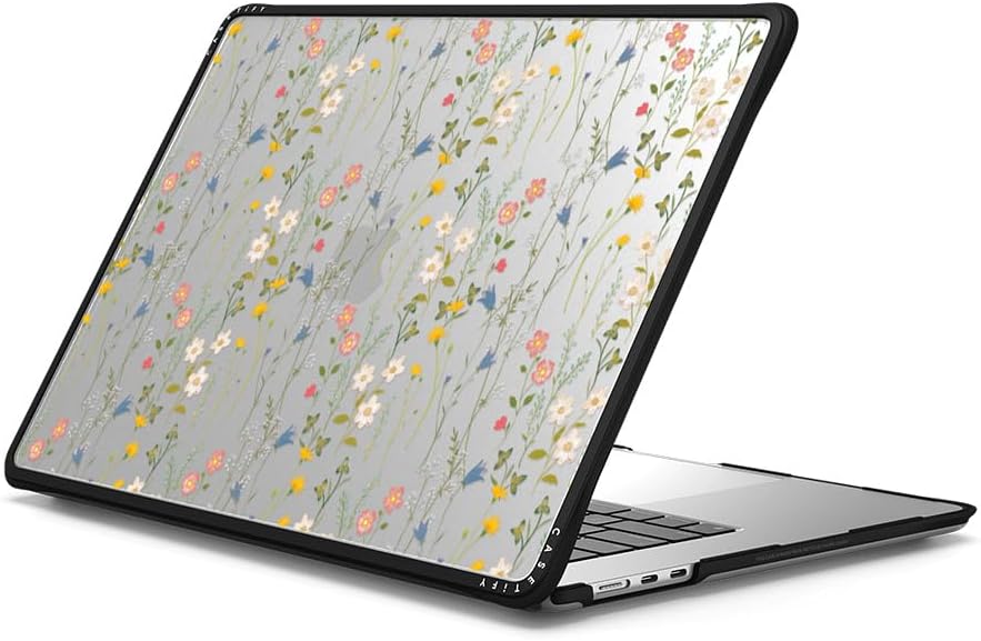 CASETiFY Impact MacBook Air 15" (M2-M4) Case [Cushioned Impact Corners/Scratch-Resistant/Anti-Slip Grip] - Dreamy Floral Pattern - Clear Black