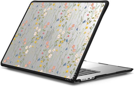 CASETiFY Impact MacBook Air 15" (M2-M4) Case [Cushioned Impact Corners/Scratch-Resistant/Anti-Slip Grip] - Dreamy Floral Pattern - Clear Black